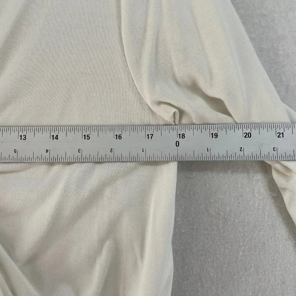 Athleta Shirt Women's Sz S Ivory Long Sleeve Twist Front Pullover V-neck Knotted - Picture 3 of 12